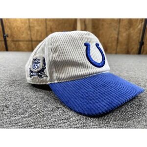 Indianapolis Colts Kith Hat Cap Snap Back One Size White Blue NFL Corduroy RARE